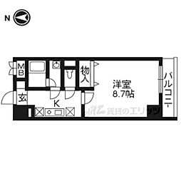 カノン雁金 5階1Kの間取り
