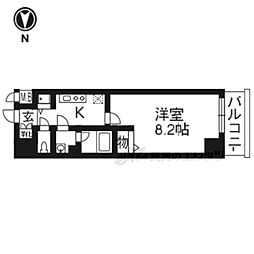 アスヴェル京都二条駅前II 3階1Kの間取り