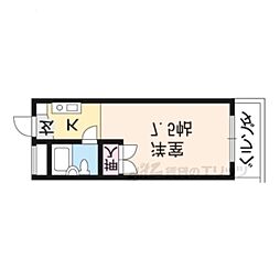 JR山陰本線 二条駅 徒歩8分の賃貸マンション 1階1Kの間取り