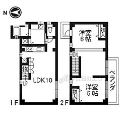 京都市営烏丸線 今出川駅 徒歩5分の賃貸マンション 2階2LDKの間取り