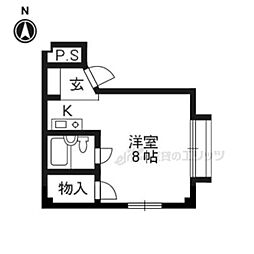 京阪本線 出町柳駅 徒歩12分の賃貸マンション 4階ワンルームの間取り
