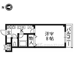 京都市営烏丸線 鞍馬口駅 徒歩5分の賃貸マンション 1階1Kの間取り