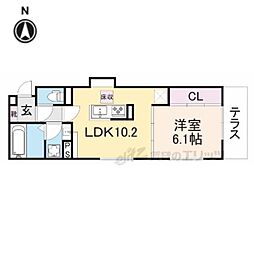 D-ROOM壬生森町 1LDKの間取図画像