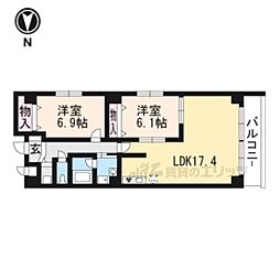 ｓａｗａｒａｂｉ御所 4階2LDKの間取り