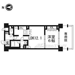 京都市営烏丸線 四条駅 徒歩3分の賃貸マンション 1階1LDKの間取り