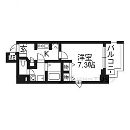 京都地下鉄東西線 二条駅 徒歩6分の賃貸マンション 2階1Kの間取り