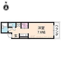 カーサテリトリオパエゼ 2階ワンルームの間取り