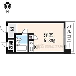 京都市営烏丸線 九条駅 徒歩8分の賃貸マンション 5階ワンルームの間取り
