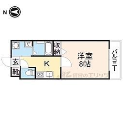 JR山陰本線 二条駅 徒歩4分の賃貸マンション 2階1Kの間取り
