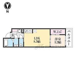 シエーナグランデ四条烏丸 2階1LDKの間取り