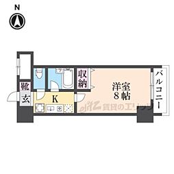 京都市営烏丸線 今出川駅 徒歩2分の賃貸マンション 2階1Kの間取り