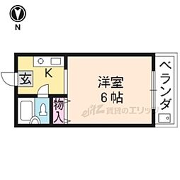 京阪本線 出町柳駅 バス10分 錦林車庫前下車 徒歩7分の賃貸マンション 1階1Kの間取り