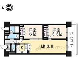 京阪本線 神宮丸太町駅 徒歩8分の賃貸マンション 2階2LDKの間取り