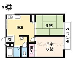 叡山電鉄叡山本線 茶山・京都芸術大学駅 徒歩15分の賃貸アパート 1階2DKの間取り