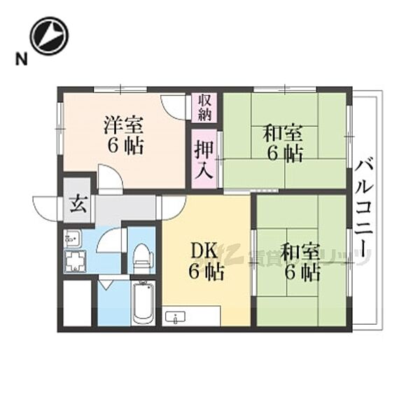 滋賀県彦根市平田町(賃貸マンション3DK・2階・51.00㎡)の写真 その2