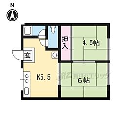 ハイツ赤尾 1階2DKの間取り