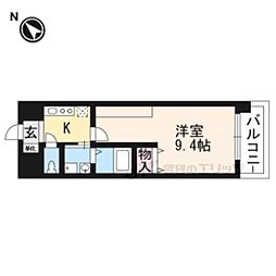 フォーシーズン南草津 2階1Kの間取り