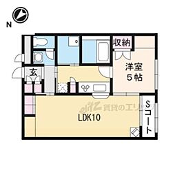 レオパレスＣａｌｍａ 2階1LDKの間取り