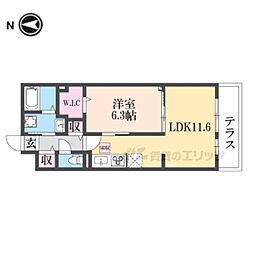 レスパスカルム 3階1LDKの間取り