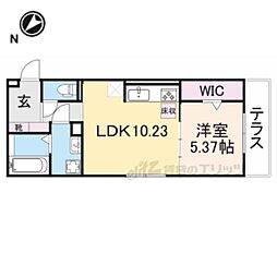 JR湖西線 唐崎駅 徒歩9分の賃貸アパート 1階1LDKの間取り