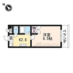 京阪石山坂本線 唐橋前駅 徒歩7分の賃貸マンション 3階1Kの間取り