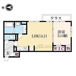 ＬＡ　ＶＩＬＬＡ五個荘　Ａ棟 1階1LDKの間取り