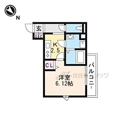 Ｓｕｒｆｉｎｉａ堅田 1階1Kの間取り