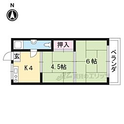 三幸マンション 4階2Kの間取り