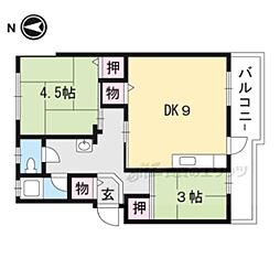 近江鉄道近江本線 水口城南駅 徒歩5分の賃貸マンション 3階2LDKの間取り