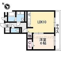 JR東海道・山陽本線 南草津駅 徒歩16分の賃貸アパート 1階1LDKの間取り
