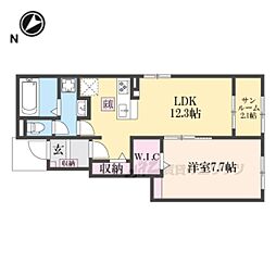 ウォーク，ドント　ラン 1階1LDKの間取り