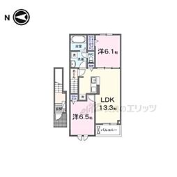 近江鉄道近江本線 水口城南駅 徒歩21分の賃貸アパート 2階2LDKの間取り