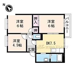 シティパレス南 2階3DKの間取り
