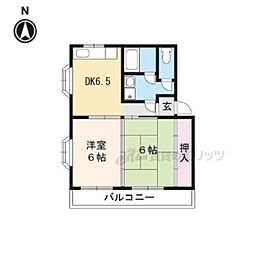 ベル・パステ 2階2DKの間取り