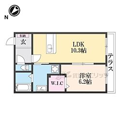 JR草津線 三雲駅 徒歩5分の賃貸マンション 1階1LDKの間取り