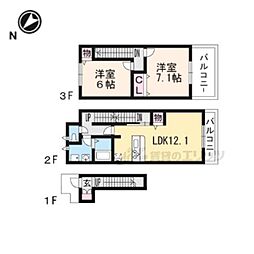 シンシア 2階2LDKの間取り