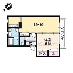 JR東海道・山陽本線 草津駅 徒歩18分の賃貸アパート 2階1LDKの間取り