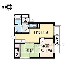 JR草津線 三雲駅 徒歩34分の賃貸アパート 1階2LDKの間取り