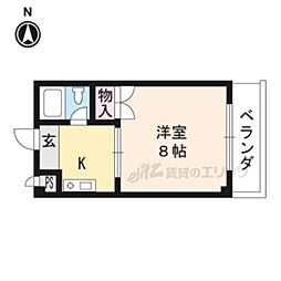 ロイヤルステージ膳所中ノ庄 2階1Kの間取り
