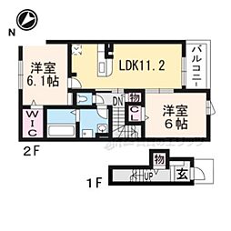 グレイスコート 2階2LDKの間取り