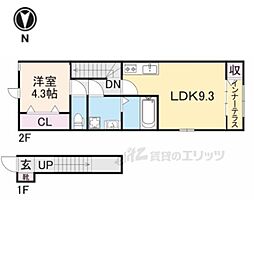 サンテ　メゾン　ヤナガワ 2階1LDKの間取り