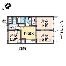 JR草津線 三雲駅 徒歩33分の賃貸アパート 1階3DKの間取り
