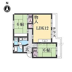 JR湖西線 比叡山坂本駅 徒歩6分の賃貸マンション 4階3DKの間取り