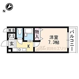 疋田マンションII 1階1Kの間取り