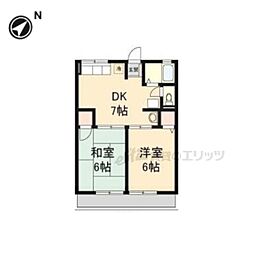 JR東海道・山陽本線 栗東駅 徒歩10分の賃貸アパート 2階2DKの間取り