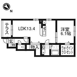 JR東海道・山陽本線 草津駅 徒歩25分の賃貸アパート 1階1LDKの間取り