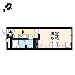 レオパレスエルヴェールIII 2階1Kの間取り