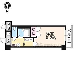 クレスト草津 11階1Kの間取り