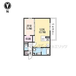 D-ROOM平井C棟 2階1LDKの間取り