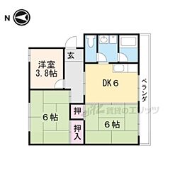 南井ハイツ 2LDKの間取図画像